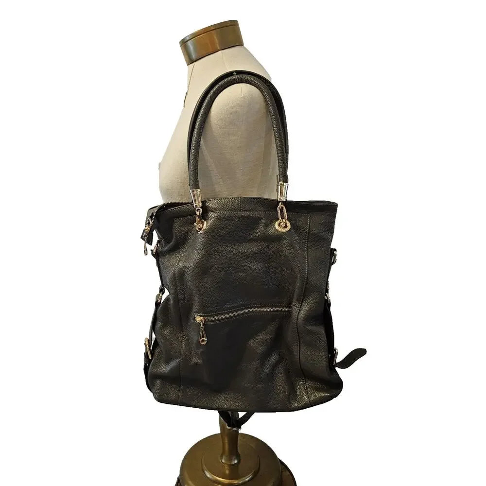 Kristen Bell for Erica Anenberg Sutton Grey Leather GoldTote Boho Bag W/dust bag